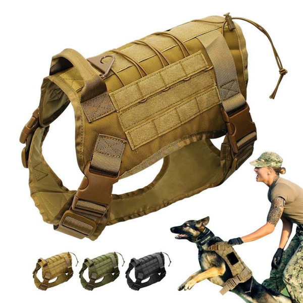 Training Hunting Dog Vest Hunting Molle Nylon Water-resistan Tactical Dog Vest Adjustable Harness with Handle