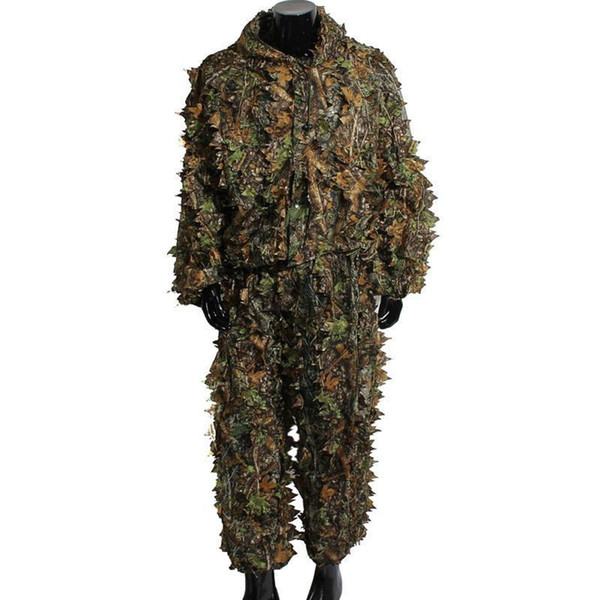 Hunting Ghillie Suits Set Latest 3D Maple Leaf Printed Linen Hunting Clothes Laser Stereo Version jacket and pants