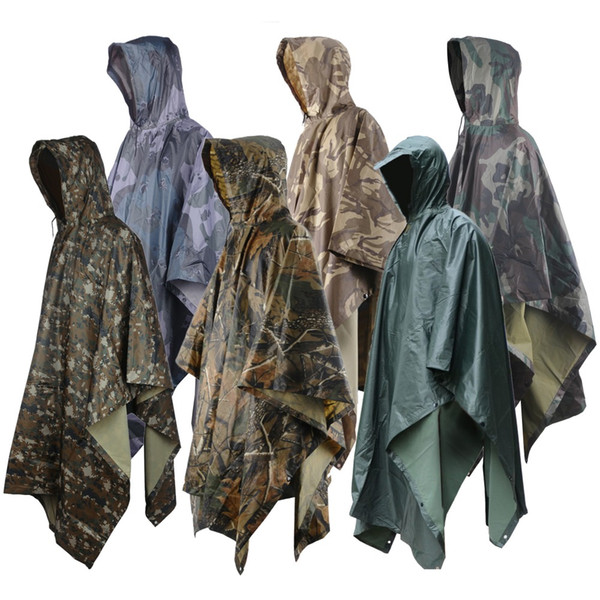 Outdoor Sniper Ghillie Suits Camouflage Raincoat Hunting Bionic Clothes Poncho Raincover Awning Floor Mats Chasse Waterproof