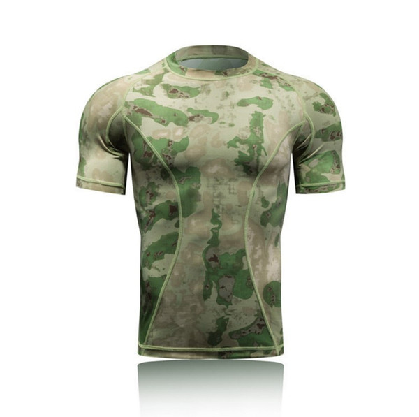 Python pattern camouflage tight-fitting quick-drying clothes fitness high elasticity slim-fit T-shirt short sleeves summer