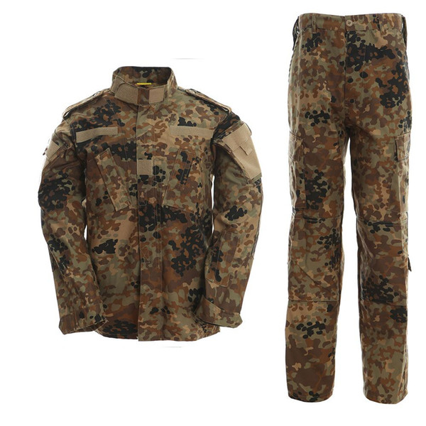 2017 New German flecktarn camo uniform camouflage suit paintball army fatigues clothing combat pants + tactical Shirt