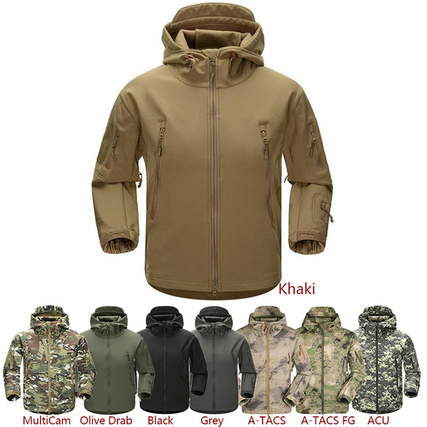 Men's Outdoor Jacket Water-resistant Coat Shark Skin Soft Shell Hoodie Hunting Duty Camping Hiking Clothing high quality