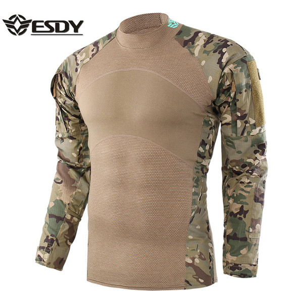 ESDY New Tactical Shirt Men Outdoor Hunting Shirt Hunting Base Layer Camouflage Pattern Functional Clothes For Man