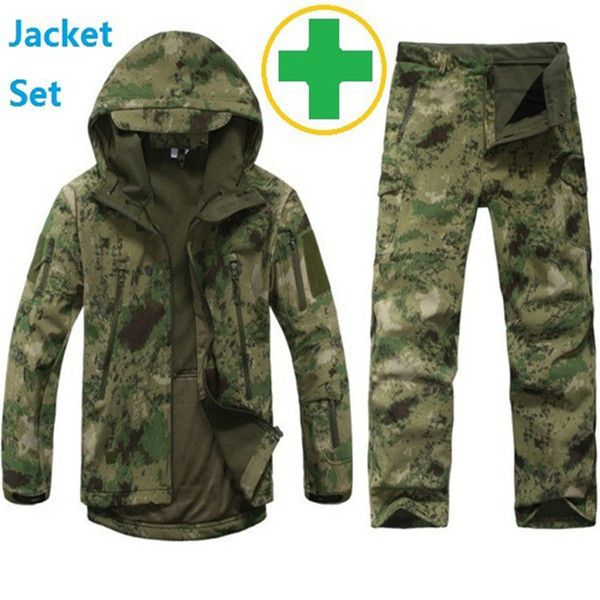 New Design Shark Skin Outdoor Hunting Camping Waterproof Windproof Polyester Coats Jacket Hoody TAD Softshell Jacket+pants