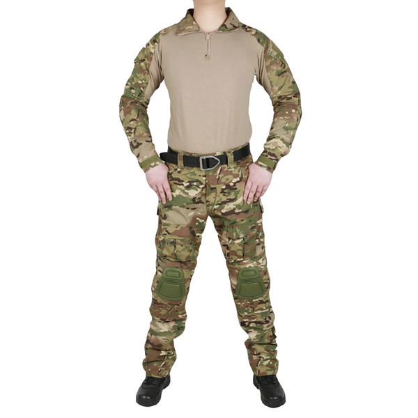 Tactical Camouflage Uniform Clothes Suit Men US Army Multicam Combat Shirt + Cargo Pants Elbow Knee Pads