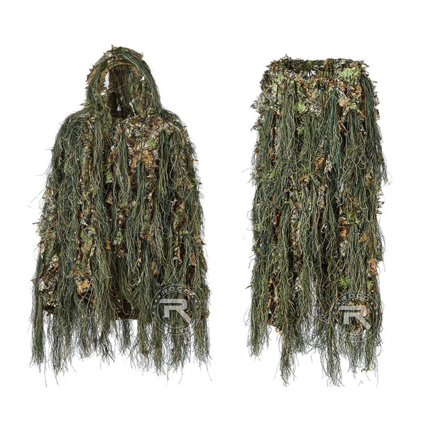 Hybrid Woodland Camouflage Ghillie Suit Light Weight Hunting Suit, Voice Silent