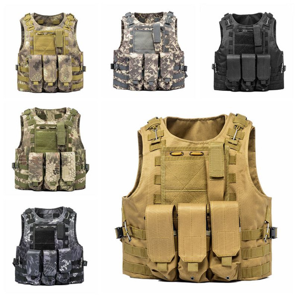 Tactical Vest Amphibious Battle Military Molle Waistcoat Combat Assault Plate Carrier Vest Hunting Protection Vest Camouflage