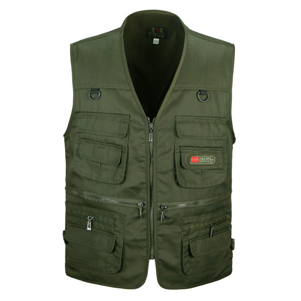 Wholesale- Spring and autumn male vest outdoor multi pocket quinquagenarian 100% cotton mesh vest waistcoat Photography waistcoat