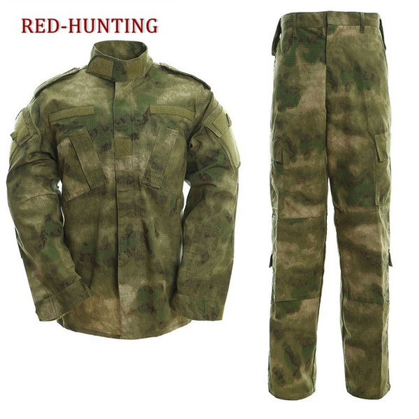 Men Women tactical uniform jacket + pants A TACS FG shirt pants uniform set outdoor hunting ghillie suits