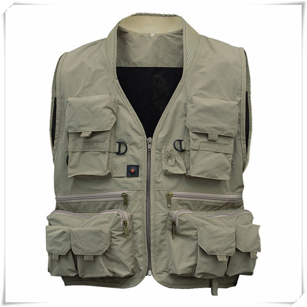 Outdoor Apparel Men Multifunction Pockets Travels Sports Fishing Vest Outdoor Vest Khaki This Basic Vest Features A Multi Pocket Design