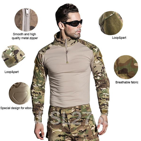 US Army Multicam Combat Camouflage Shirt Military Uniform Shirts Tactical Hunting Clothing