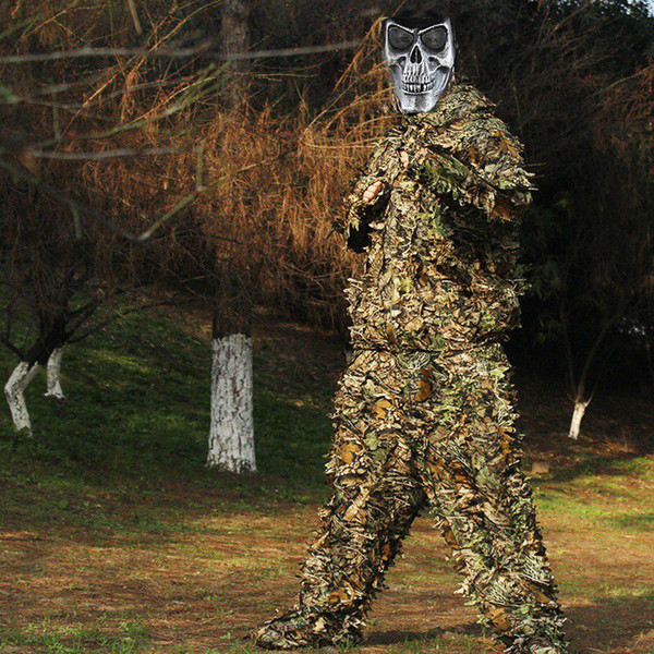 Hunting Suit 3D Camo Bionic Leaf Camouflage Jungle Woodland Birdwatching Poncho Manteau Hunting Clothing Durable