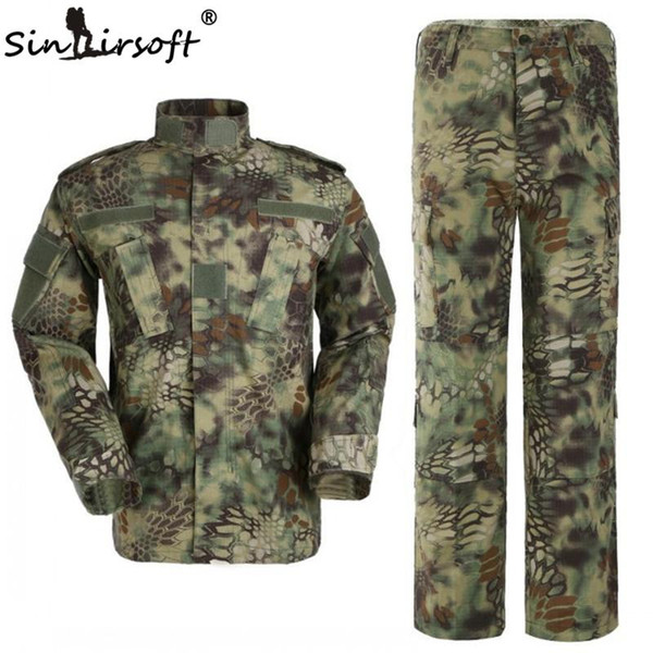 High Quality! Mandrake Army hunting camo clothing Tactical Cargo SHIRT+PANTS Camouflage Combat Uniform Us Army Airsoft Camo BDU frog suit