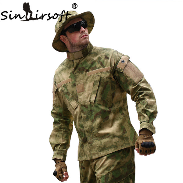 SINAIRSOFT Tactical Cargo Frog Suit Uniform Waterproof Camouflage BDU Combat Uniform US Hunting Airsoft Clothing Shirt+Pants Set Clothing