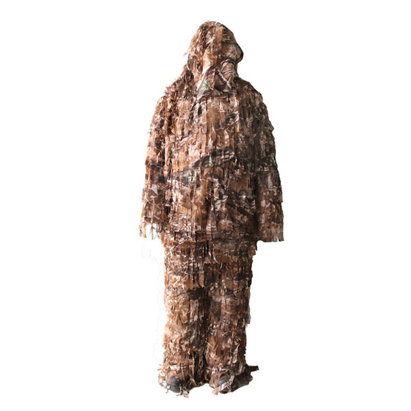 3-D Ghillie Suit Hunting Net Camo Suit Camouflage Clothing Double The Leaf Ghillie Clothing Jacket and Pants