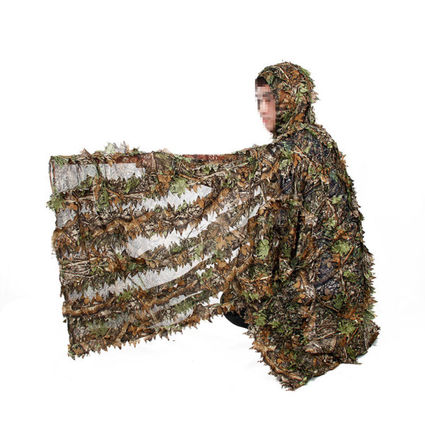 Outdoor Hunting Suit Set 3D Camo Bionic Leaf Camouflage Jungle Woodland Birdwatching Poncho Manteau Durable Hunting Clothing Cloak