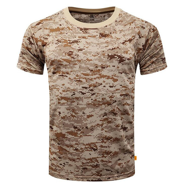 New Outdoor Hunting Camouflage T-shirt Men Breathable Army Tactical Combat T Shirt Military Dry Sport Camo Camp Tees-ACU Green