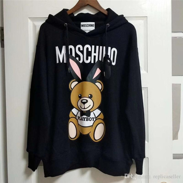 18ss Moschinos Bunny Bear Women Men Oversize Casual jumper Sweatshirts Swearter Streetwear Pullovers Outdoor Hoodies