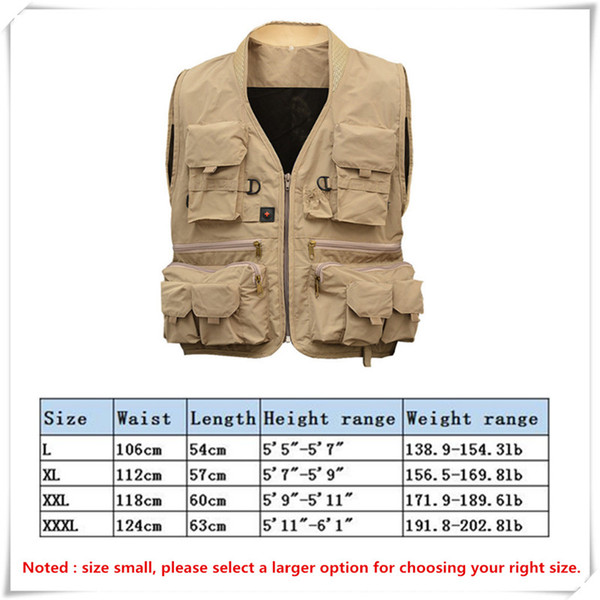 Outdoors Apparel Men Multifunction Pockets Travels Sports Fishing Vest Outdoor Vest L Khaki This Basic Vest Features A Multi-Pocket Design