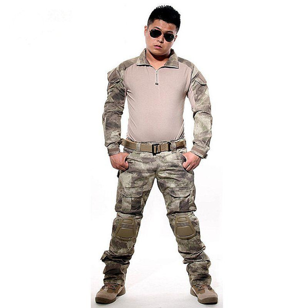 Tactical Suit Army Uniform Combat Shirt+Pants With Elbow Knee Pads Camo Set Hunting Clothes Paintball Clothing