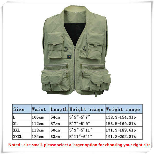 Men Multifunction Pockets Travels Sports Fishing Vest Outdoor Vest L Khaki This Basic Vest Features A Multi-Pocket Design