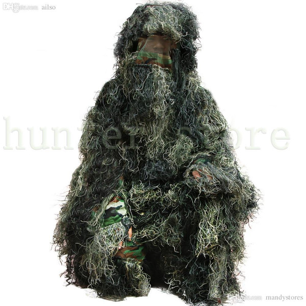 Wholesale-Forest Design Camouflage Ghillie Suit Grass Type Jungle Hunting Birding Woodland Sniper 3D Bionic Camo Suit Outdoor Coveralls