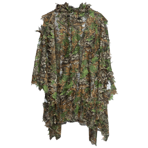 Hunting Ghillie Suit Set 3D Camo Bionic Leaf Camouflage Jungle Woodland Birdwatching Poncho Manteau Durable Hunting Clothing +B