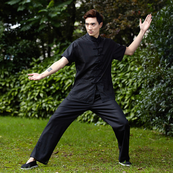 Shanghai Story Martial arts chinese kung fu set men chinese Tai chi suit short shirt + pants Linen kungfu uniform 4 color 2525