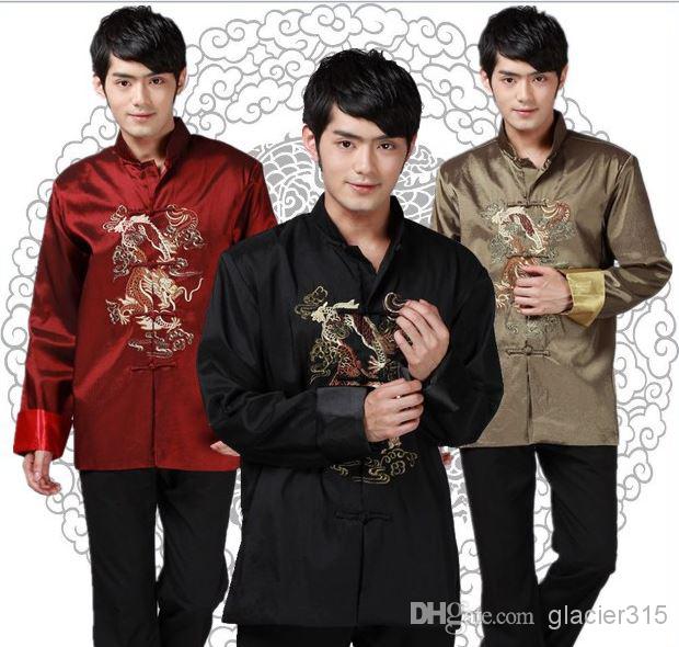 Shanghai Story Long Sleeve Chinese Traditional Chinese clothing Tang Shirt mandarin collar Gold diamond embroider Kungfu Jacket 3 color