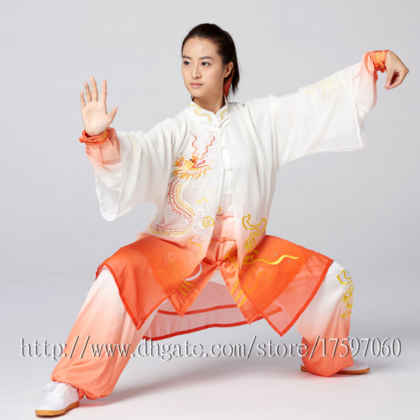 Chinese Tai chi clothes Kungfu uniform Taijiquan garment outfit Dragon embroidered kimono for women men girl boy children adults kids