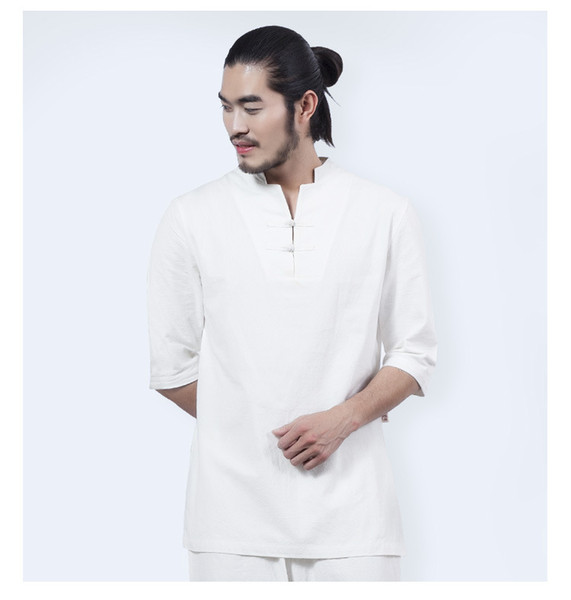 Free Shipping-Cotton and linen meditation yoga clothes men's Taiji lays to sit clothes tea ceremony retro style Hanfu martial arts suit