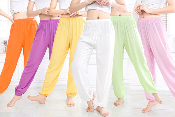 Free Shipping-Men's and women's cotton silk trousers summer adult trousers solid color anti-mosquito dance pants martial arts Tai Chi pants