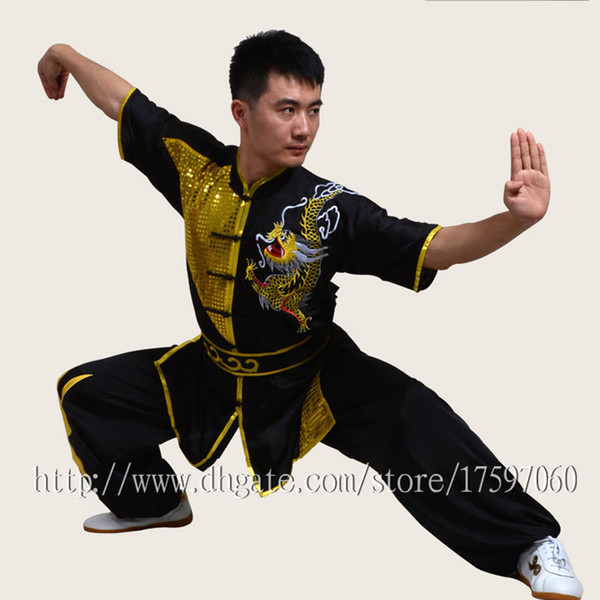 Chinese Wushu uniform Kungfu clothes Martial arts suit taolu outfit Routine kimono Dragon Embroidered for men women boy girl kids adults