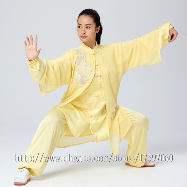 Chinese Tai chi garment Kungfu uniform taijiquan suit outfit Dragon Embroidery clothes for women men girl boy children adults kids