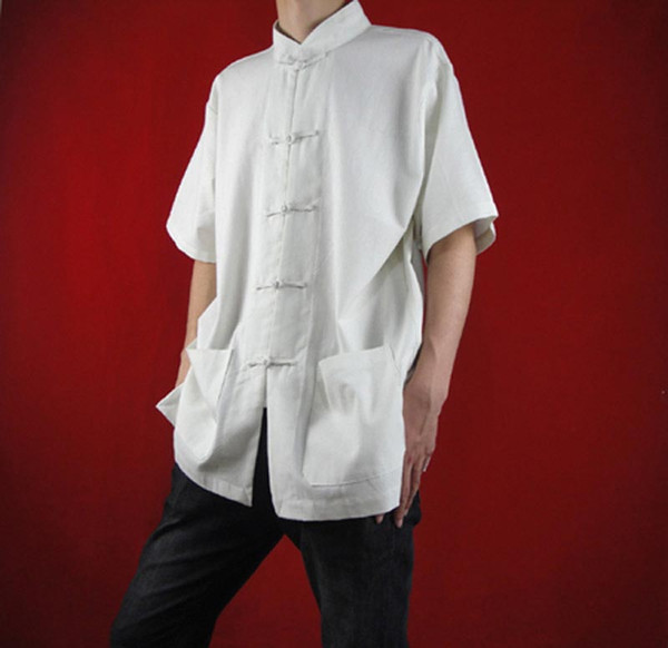 100% Cotton White Kung Fu Martial Arts Tai Chi Shirt Clothing XS-XL or Tailor Custom Made