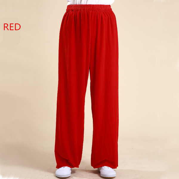 Man Woman Pleuche Velour Thick Tai Chi Clothing Kung Fu Pants Martial Art taiji Trousers wushu Winter Pants