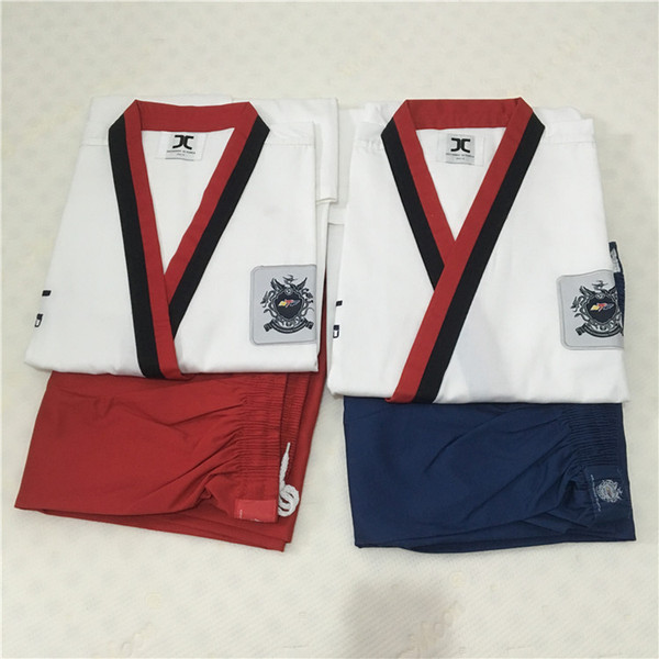 clearance Promotional JCALICU Male Female Taekwondo Poomsae clothes cotton genuine for have Dan persons big size 170, 180, 190cm 200cm 210cm