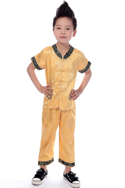 Shanghai Story Traditional Chinese Boy Dragon Kung Fu Suit Tang Costume tai chi uniform 4 Color