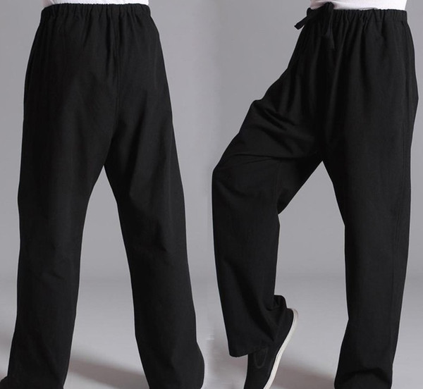 Pure Cotton Kung Fu Sports Pants Practise Old-coarse Male Tang-suit Breathable Trousers Chinese Traditiona Tai Chi Leisure