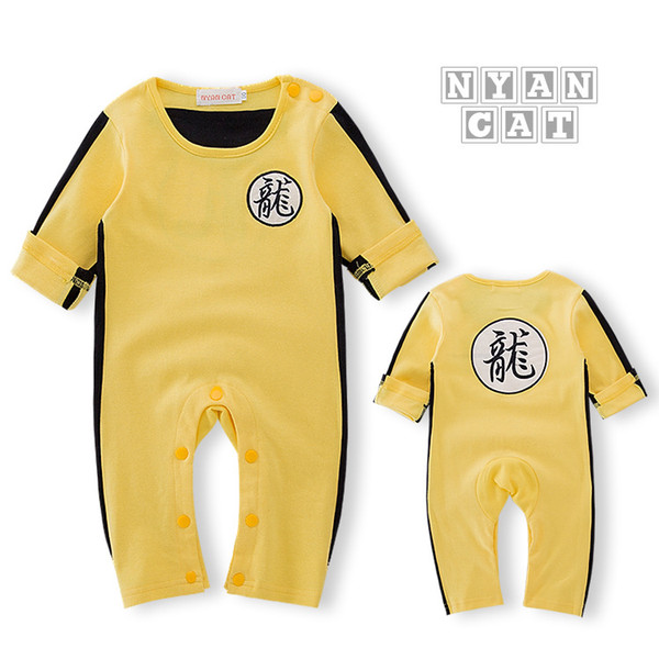 New Newborn Baby Clothes Baby Costume Baby Boy Clothes Chinese Style Dragon Letter Pattern Jumpsuit Romper Outfits For Bruce Lee