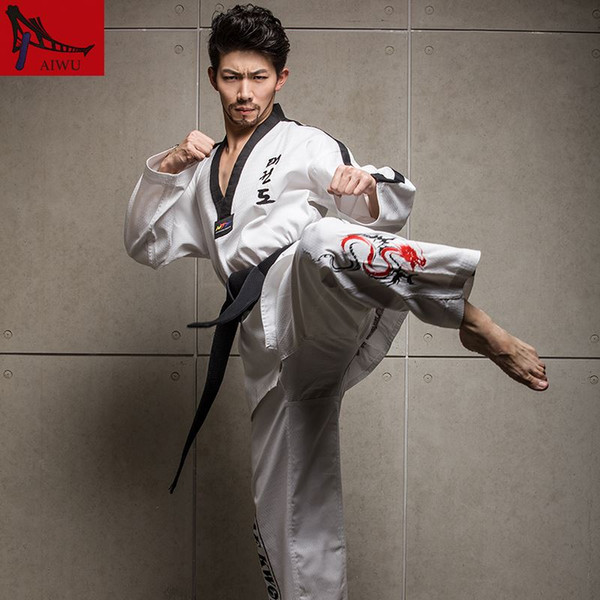 New Genuine High-end WTF taekwondo dobok Adult Men And Women Taekwondo Uniforms Long Sleeved Male Female Clothing