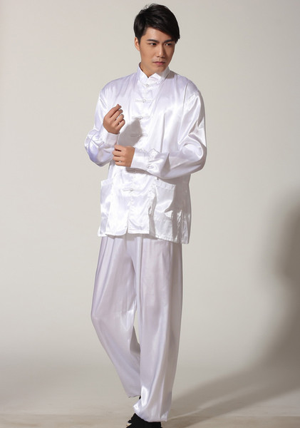 silk feeling sport and Casual wear Tang suit adults training wushu cloths unisex tai chi cloths