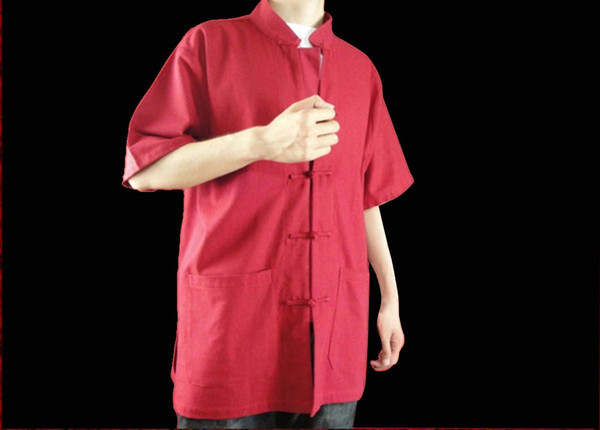 100% Cotton Red Kung Fu Martial Arts Tai Chi Shirt Clothing XS-XL or Tailor Custom Made