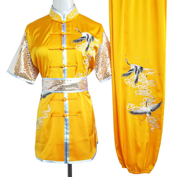 Chinese wushu uniform Kungfu clothes Martial arts suit taolu outfit garment Embroidered kimono for men women boy girl kids adults children