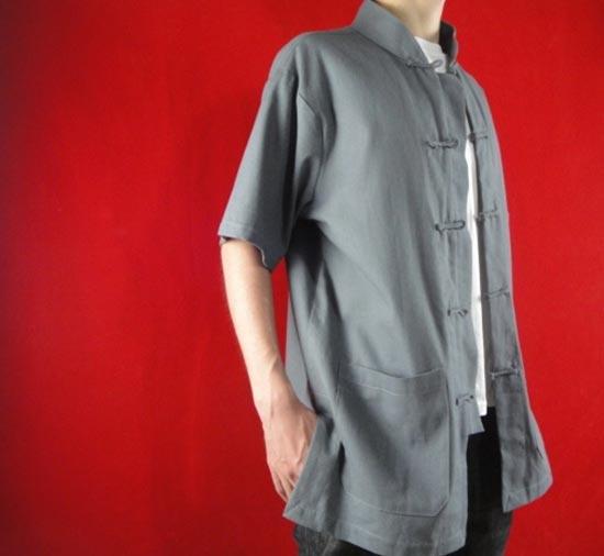 100% Cotton Grey Kung Fu Martial Arts Tai Chi Shirt Clothing XS-XL or Tailor Custom Made