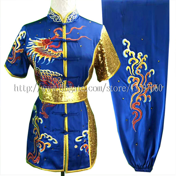 Embroidery Chinese Wushu uniform Kungfu clothes taolu outfit Martial arts outfit changquan garment for men women boy girl children kids