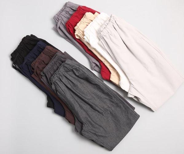 10color high quality COTTON male men kung fu martial arts long pants taiji sweatpants tang tai chi trousers blue/gray/red