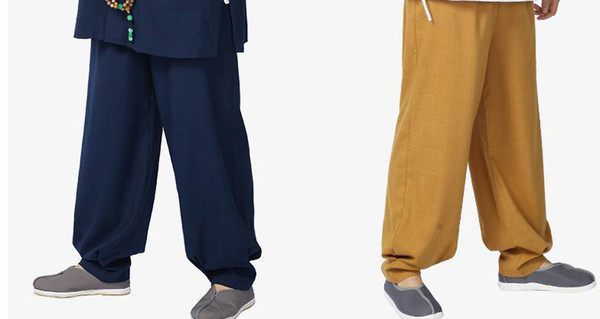 unisex Spring&Summer buddhist zen shaolin monks pants lay meditation Kung Fu martial arts trousers gray/green/black/blue