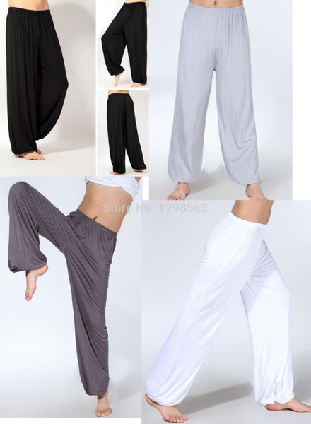 4colors black/gray/white Men breathable Modal tai chi pants martial arts morning exercise Yoga trousers Summer