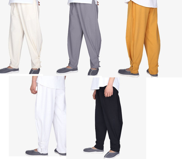 unisex cotton Summer&Spring buddhist zen shaolin monk lay meditation trousers tai chi Kung Fu martial arts pants black/grey